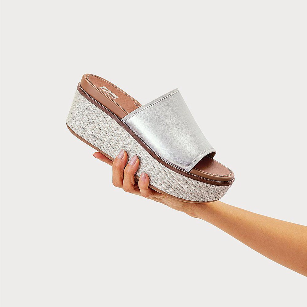 Fitflop Womens Wedge - Eloise Mixed-metallics Slides - Silver - 708-DVWKIE
